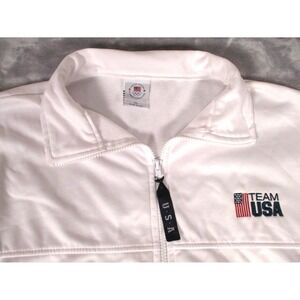 Vintage Team USA Olympic Committee White Full Zip Jacket Made in USA Size 2XL
